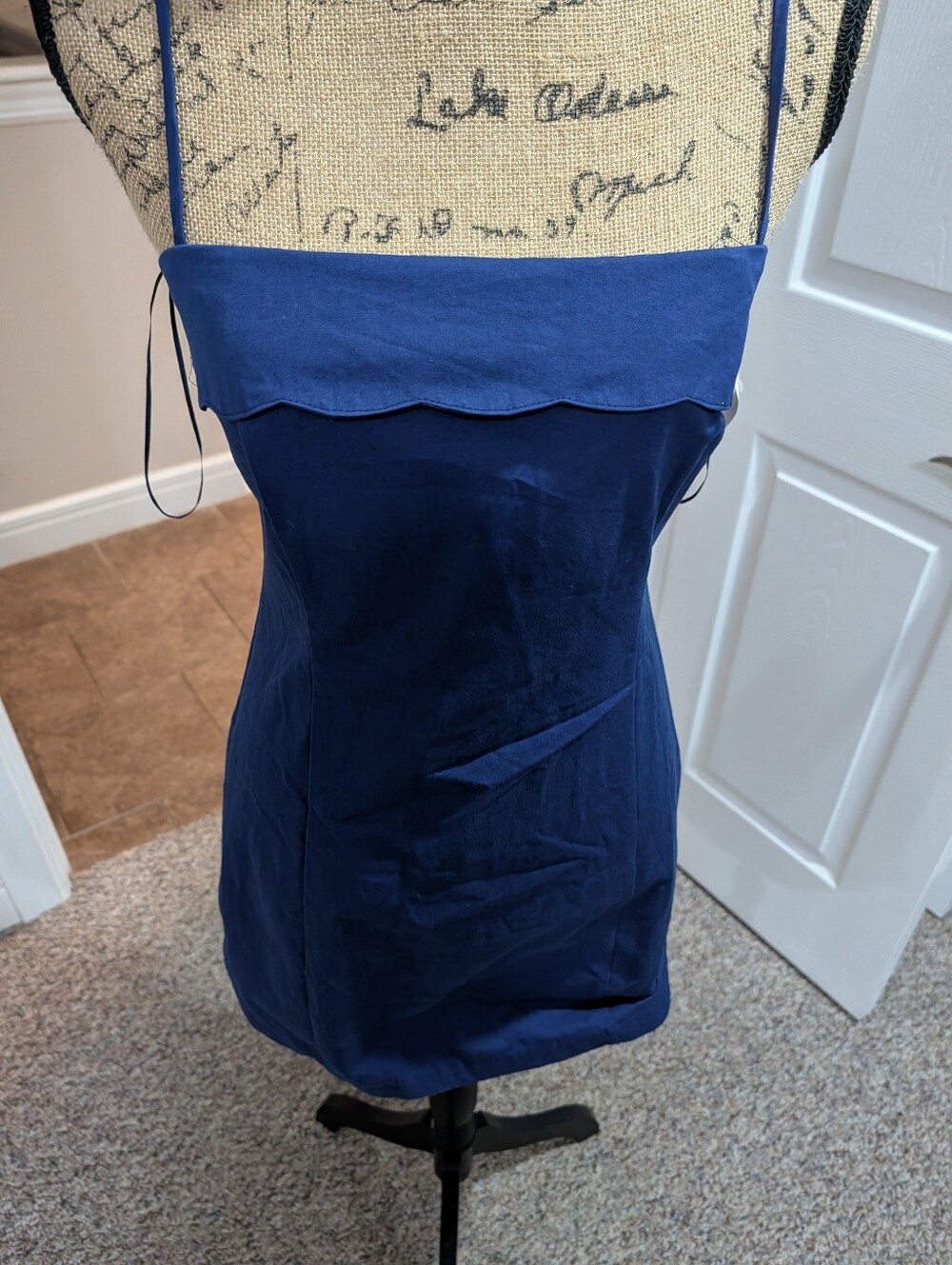 Lost + Wander Deep Navy Scallop-Trim Cami Dress